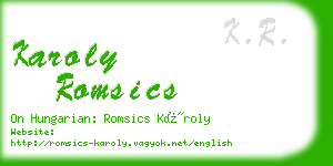 karoly romsics business card